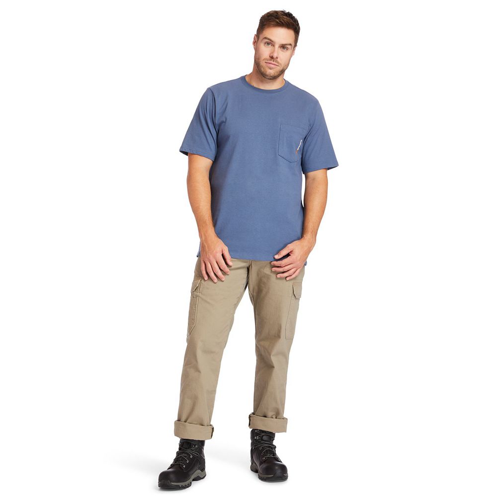 Timberland Mens T-Shirts PRO® Big & Tall Base Plate Short-Sleeve - Blue - India KE2840971